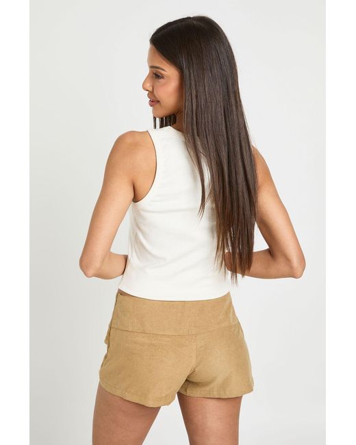Boohoo White Lace Up Stud Detail Shorts