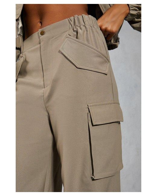 MissPap Gray Tailored Multi Pocket Cargo Cuffed Trousers