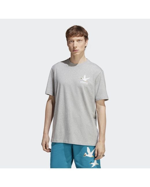 Adidas Originals Gray Adventure Graphic Duckies Tee for men