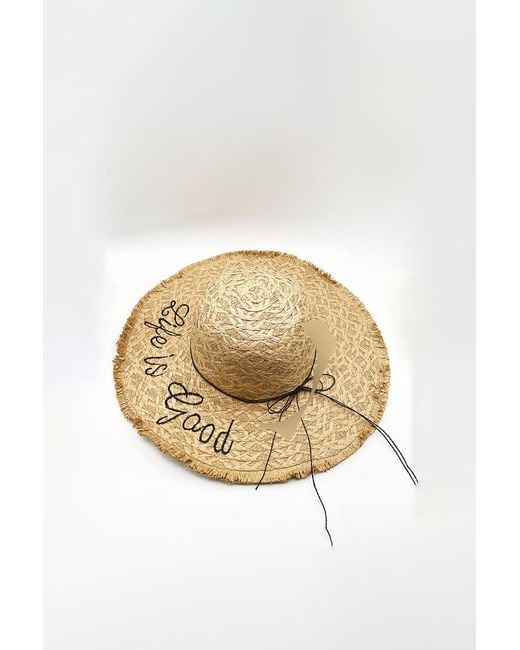 SVNX Natural Life Is Good Straw Sun Hat