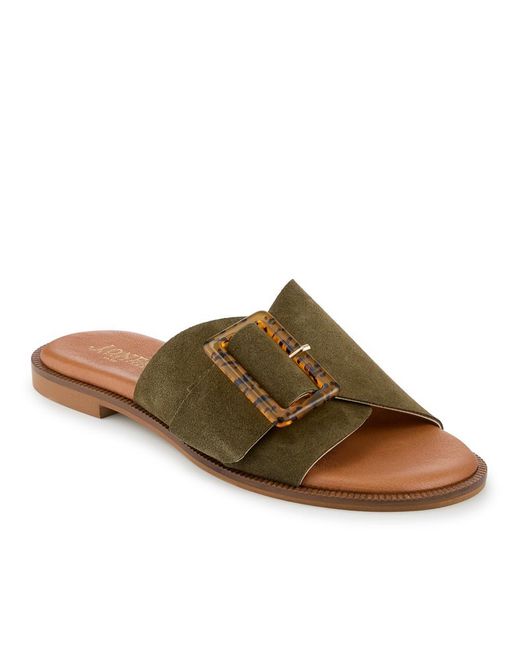 Jones Bootmaker Brown Jasmyn Leather Peep Toe Mule Sandals