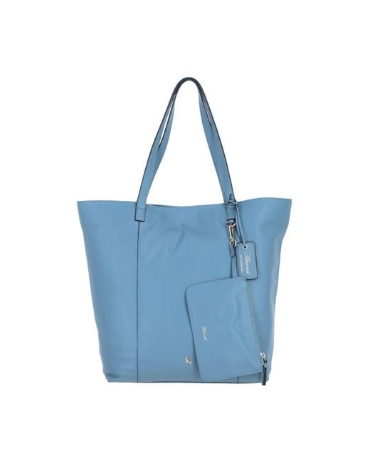 Ashwood Leather Blue 'Serela' Real Shoulder Bag With Detachable Pouch