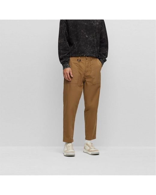 Boss Brown Statum Solid Patterned Straight Cargo for men