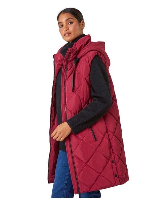 Roman Red Diamond Quilted Padded Gilet