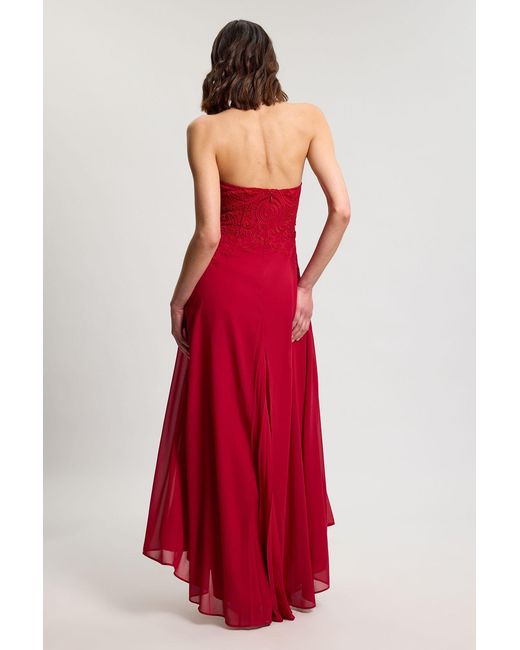 Karen Millen Cutwork Embroidered Woven Maxi Dress With Pleated Godets
