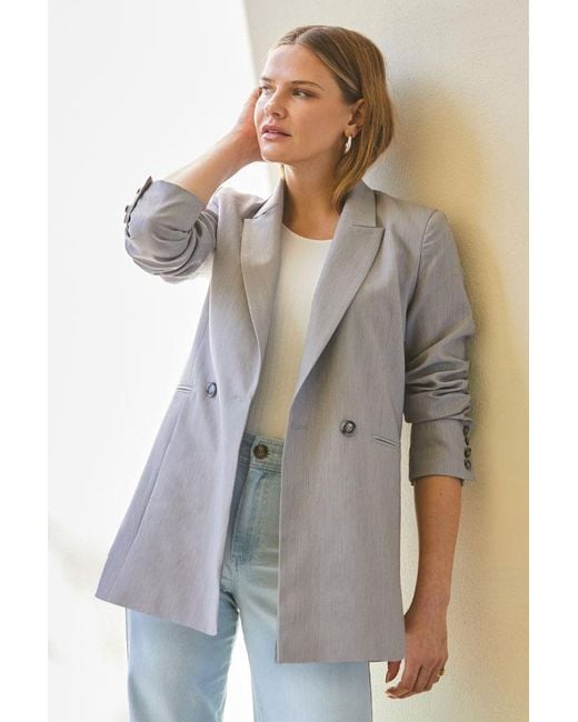 Sosandar White Double Breasted Blazer