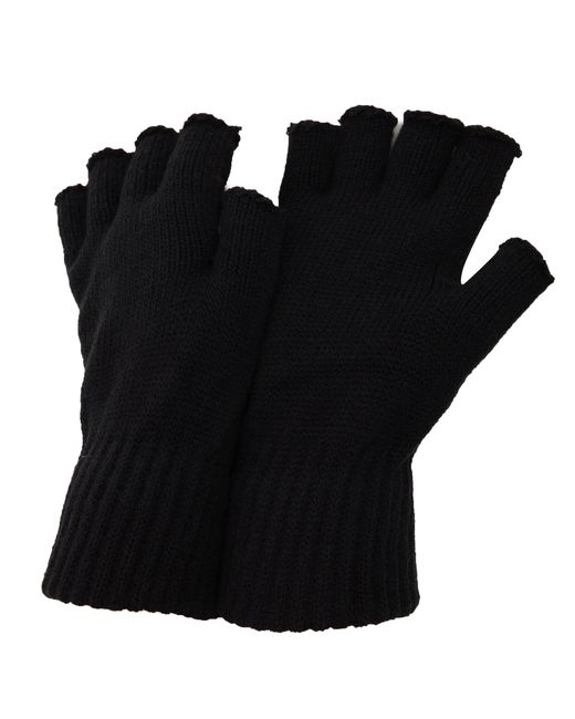 floso Black Fingerless Winter Gloves for men