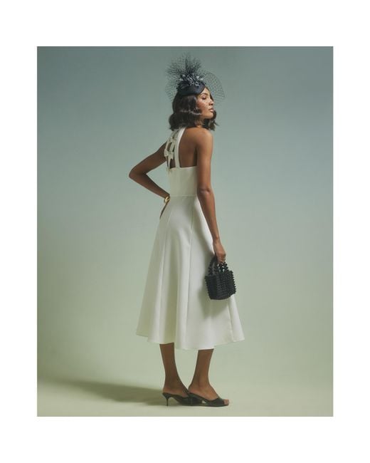River Island Green Midi Dress Premium Bow Back Detail