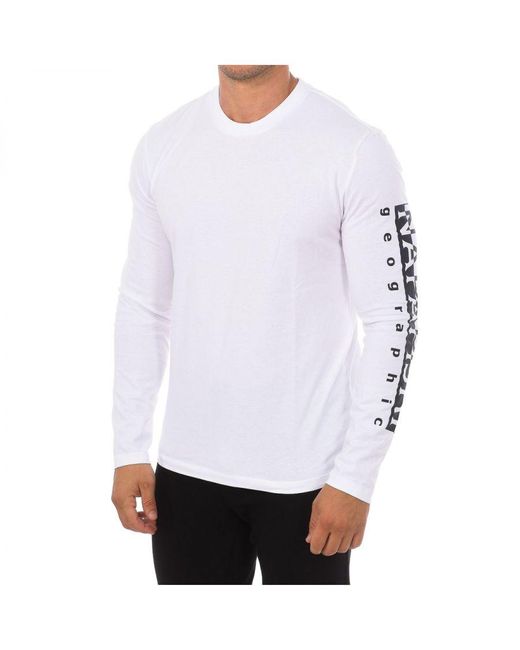 Napapijri White Long-Sleeved Round Neck T-Shirt Np0A4H9C for men