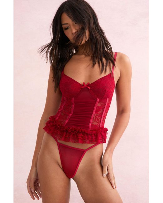Nasty Gal Red Ruffle Edge Bustier Set
