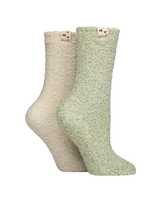 Elle Green 2 Pack Ladies Two Tone Cosy Bed And Home Socks