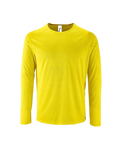 Sol's Yellow Sporty Long Sleeve Performance T-Shirt (Neon) for men