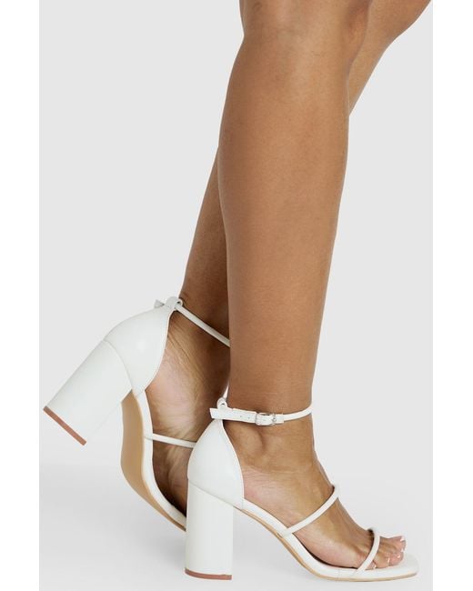 Boohoo Natural Wide Fit Triple Strap Block Heel Sandals