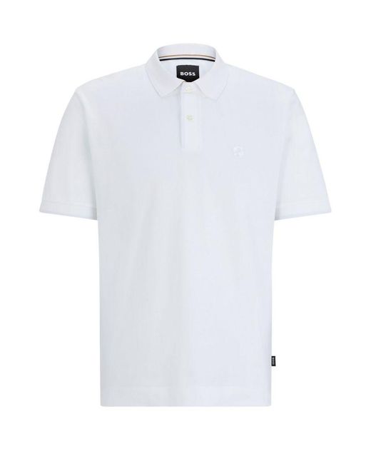 Boss White Hugo Boss Parlay 210 Polo Shirt for men