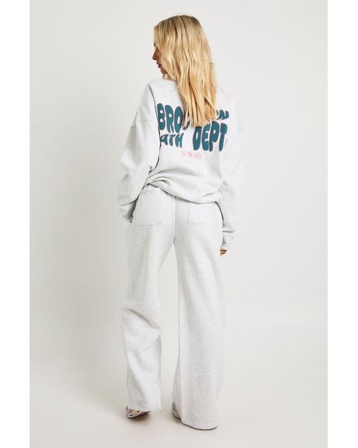 Boohoo White Brooklyn Ath Dept Puff Print Sweatshirt Tracksuit