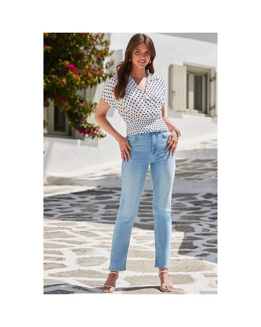 Sosandar Green Ivory Spot Print Shirred Hem Top