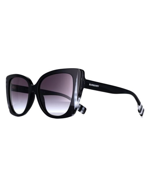 Burberry Black Cat Eye With Check Gradient Be4393 Meryl