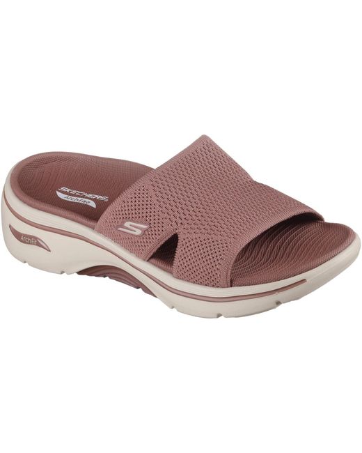 Skechers Go Walk Arch Fit 2.0 Textiel Dames Bruine Sandalen in het Brown