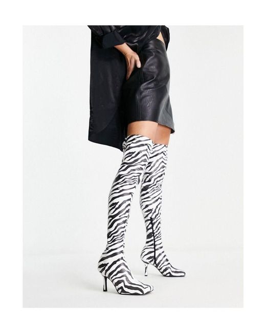 ASOS White Kindred Heeled Square Toe Over The Knee Boots