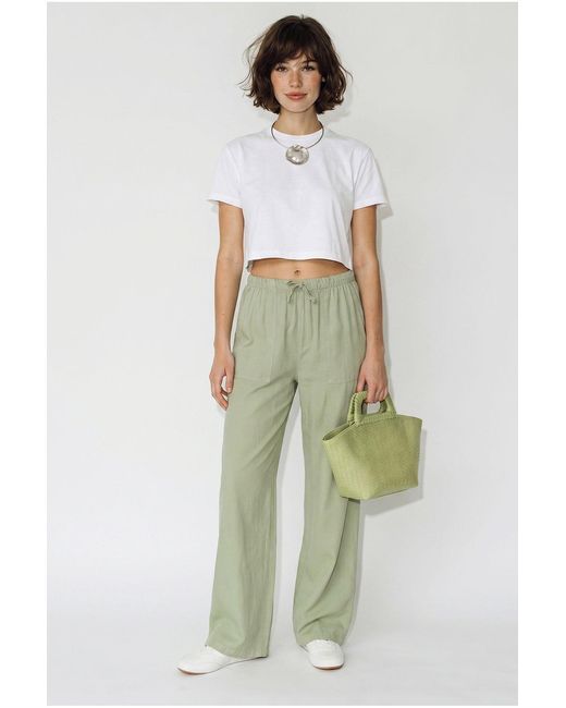 Bianco Lucci Multicolor Wide-Leg Cotton Trousers With Drawstring Waist