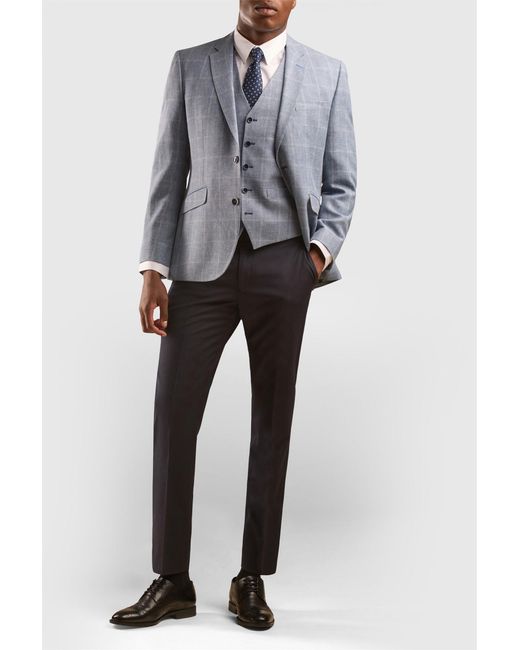 Scott Gray Sleeveless V-Neck Checked Tailored Suit Waistcoat for men