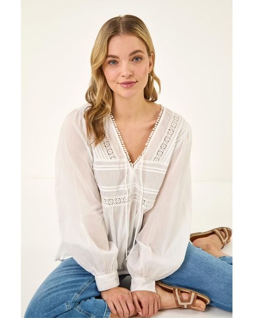 D.u.s.k White Lace Pintuck Top