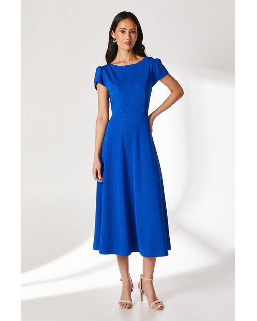 PRINCIPLES Blue Textured Jersey Midi Dress