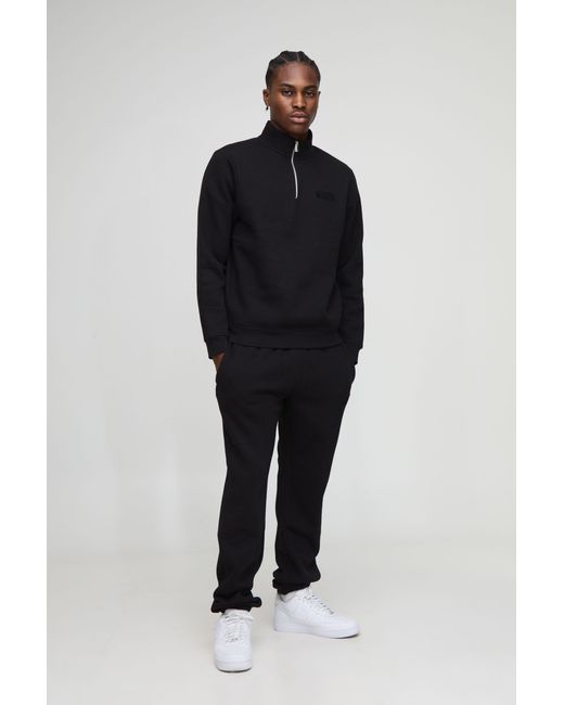 BoohooMAN Blue Regular Fit Zip Funnel Neck Sweatshirt Tracksuit for men
