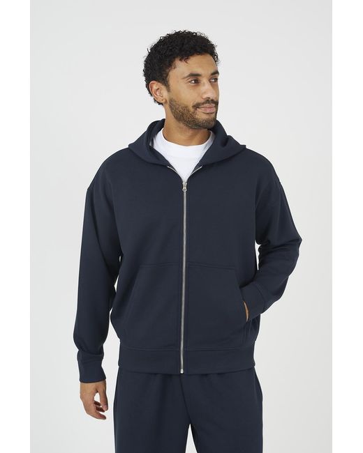 Brave Soul Blue Relaxed Fit Zip Through Hoodie for men