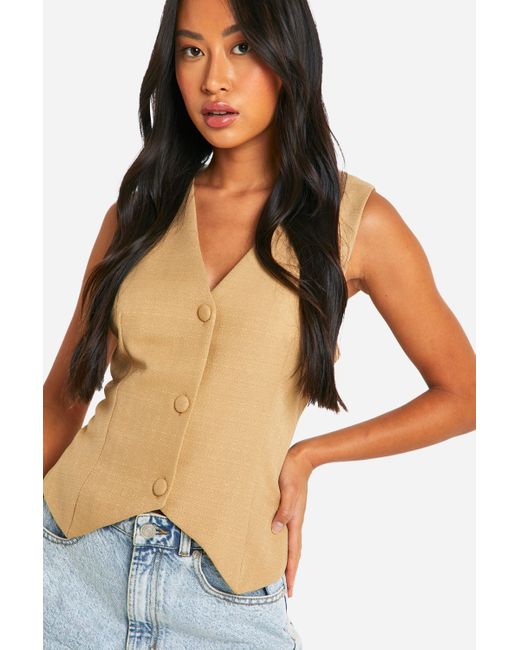 Boohoo Multicolor Textured Tailored Woven Waistcoat