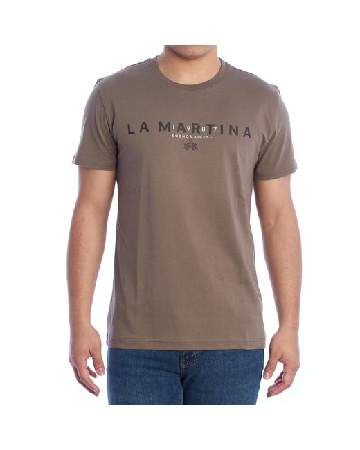 La Martina Gray Ymr005-Js206 Regular Fit Short Sleeve T-Shirt for men