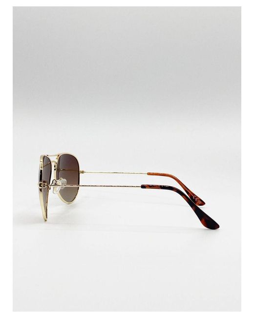 SVNX Brown Classic Aviator Sunglasses Polarized Metal (Archived) for men