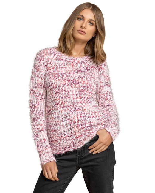 Roman Fluffy Yarn Jumper in Red Lyst UK
