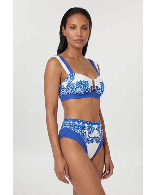 Karen Millen Blue Paisley Print Bikini Bottom