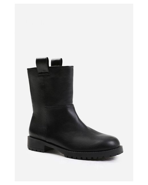 Where's That From Gray Mid Calf Faux Leather Boots