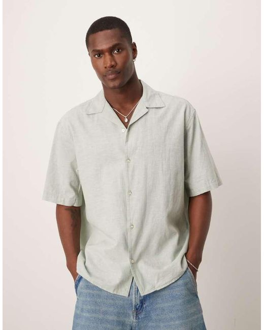 SELECTED Natural Revere Collar Linen Blend Shirt for men