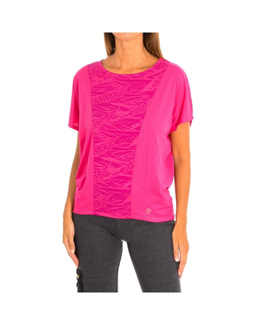 Zumba Pink Short-Sleeved Round Neck Sports T-Shirt Z1T00685