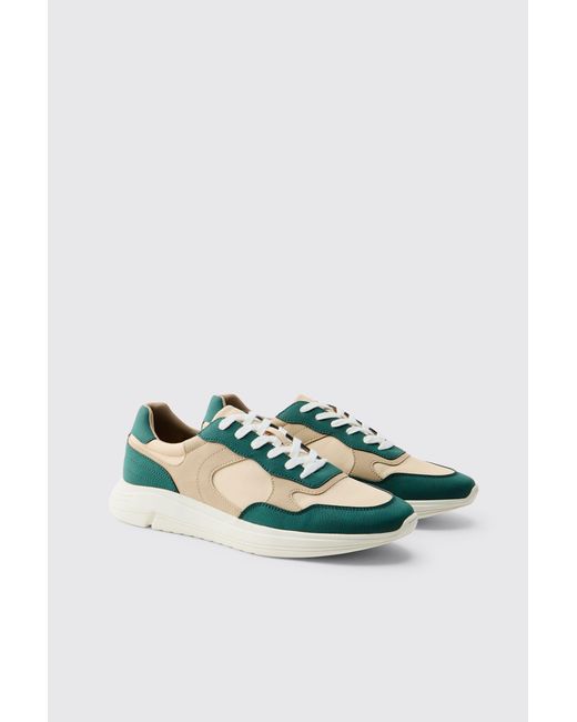 BoohooMAN Green Chunky Colour Block Trainer for men