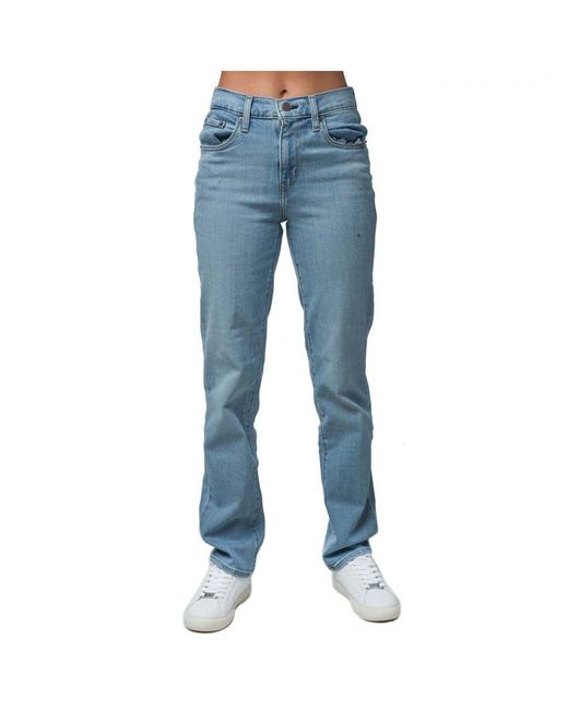 Levi's Dames 724 High Rise Straight Jeans In Lichtblauw in het Blue