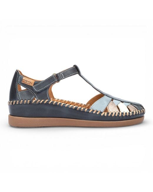 Pikolinos Blue Ocean Leather Semi-Open Wedge Sandal Shoes