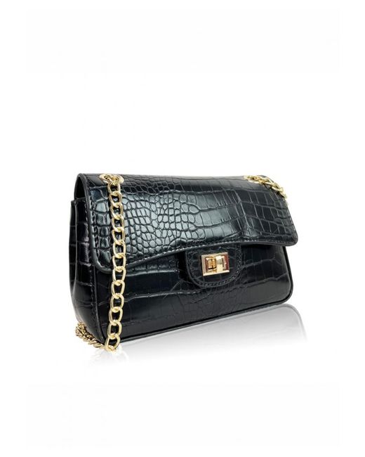 Where's That From Black 'Calypso' Shoulder Bag With Chain And Buckle Detail