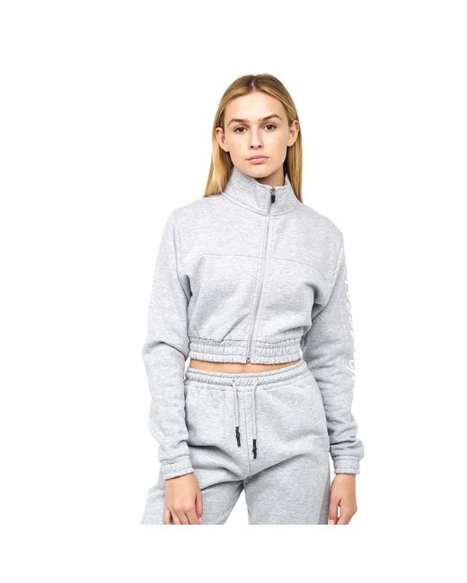 Crosshatch Gray "Milwalk" Kurzes Hoodie Mit Reißverschluss Für Damen Meliert)