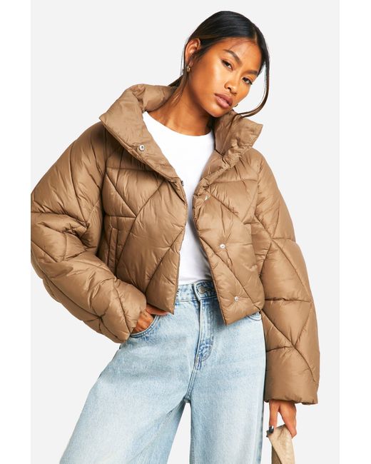 Boohoo Blue Quilted Boxy Puffer Jacket