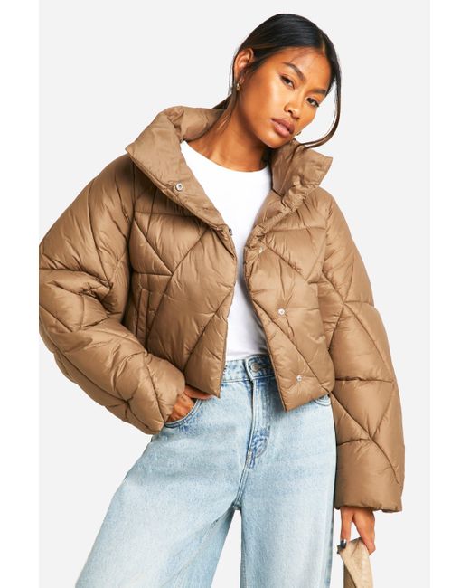 Boohoo Blue Quilted Boxy Puffer Jacket