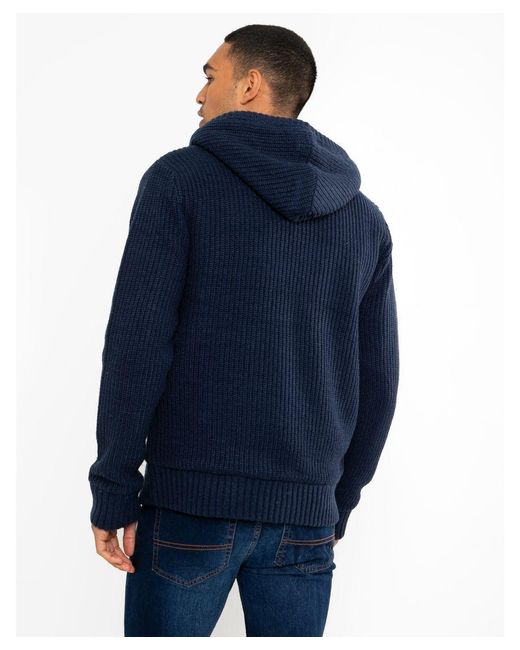 Threadbare Blue 'Gellar' Borg Lined Hooded Cardigan for men