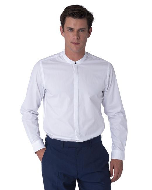 Harry Brown London Blue Joshua Grandad Cotton Shirt for men