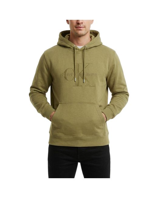 Calvin Klein Green Hoodies 8L0155S Ls Classic Fleece Pullover New Top for men