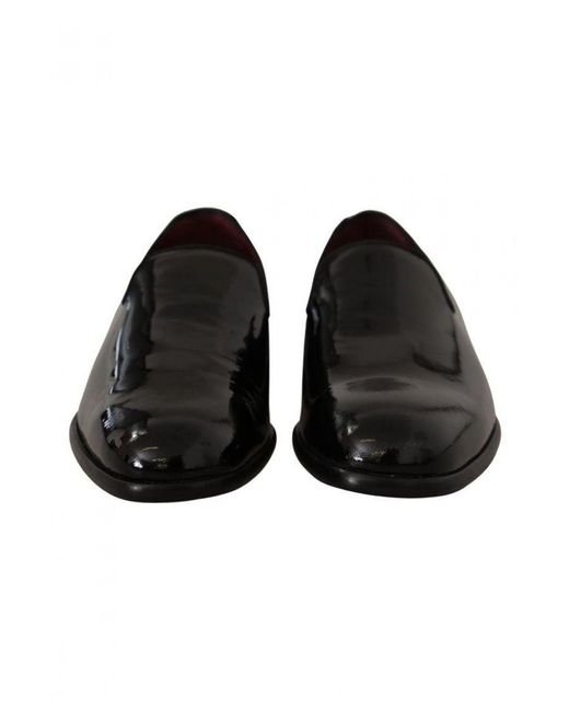 Dolce & Gabbana Black Patent Leather Formal Loafers Dress Shoes for men