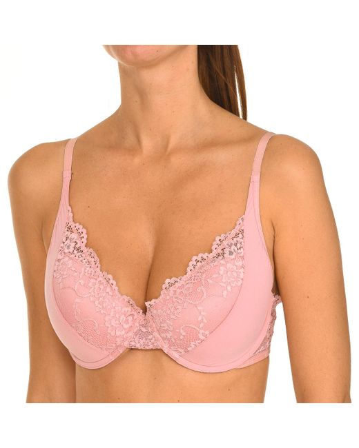 Guess Pink Underwired Bra With Elastic Lace Sides O0Bc01Pz01C
