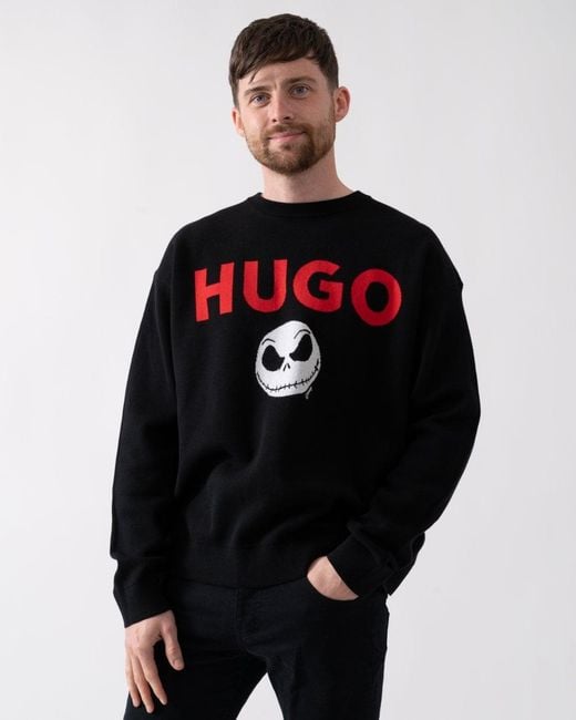 HUGO Black X Disneys The Nightmare Before Christmas Sweater 001, Size: L for men